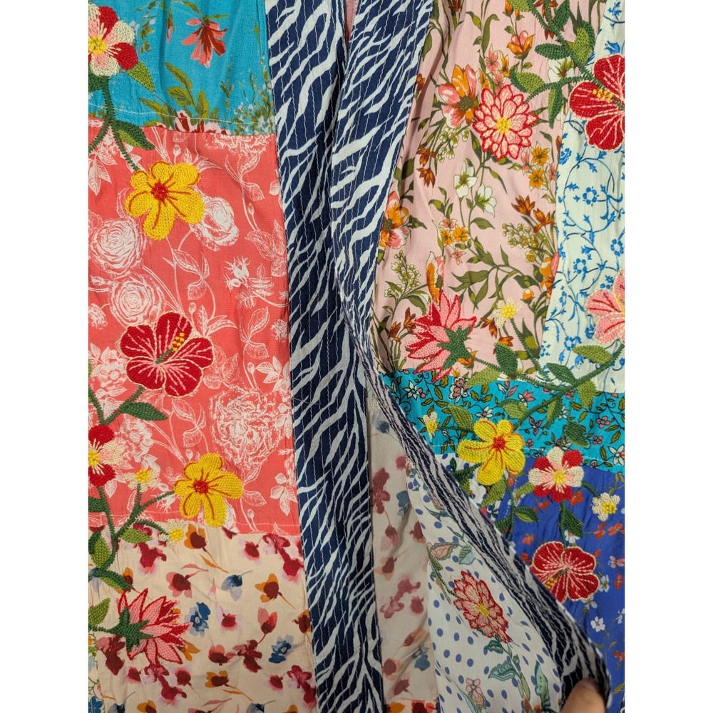 John.Mark Women Sweater Large Cardigan Open Front Floral Patchwork Mix Print - Picture 5 of 15